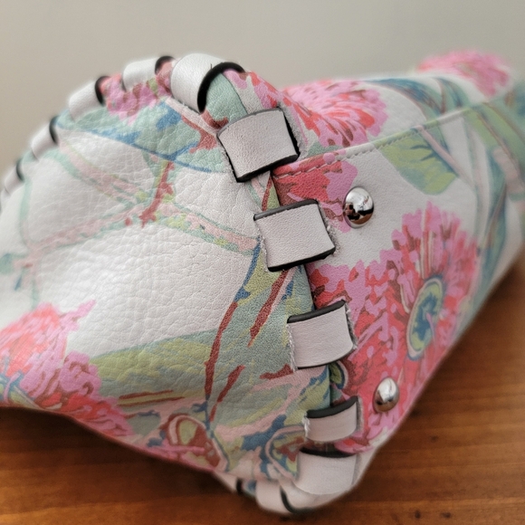 Aimee Kestenberg Eucalyptus Print Leather Convertible Hobo Crossbody Bag Purse - Picture 7 of 14